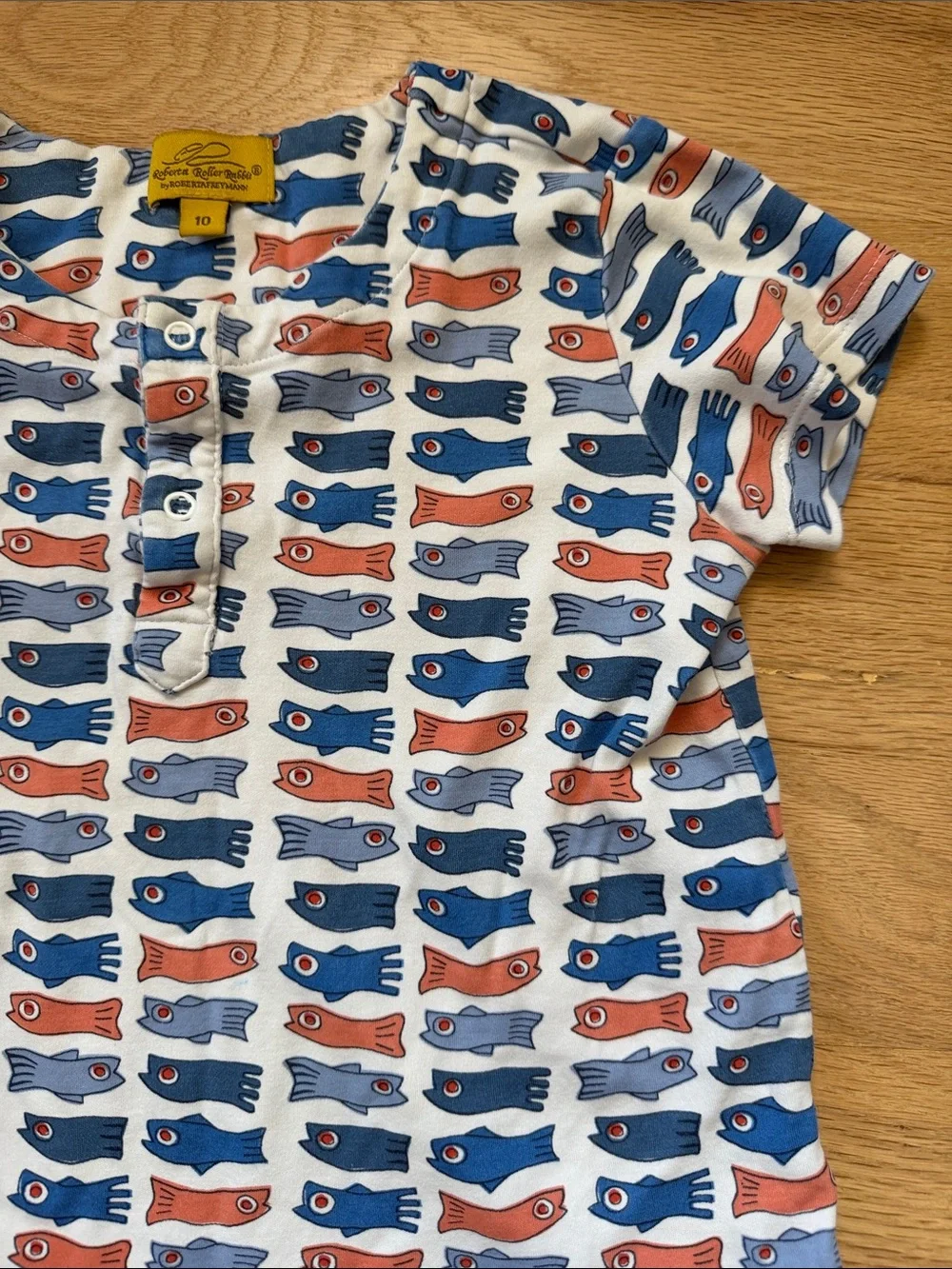 Roberta Roller Rabbit Kids Short Sleeve Pajama Set Blue/Orange Fish Sz  10